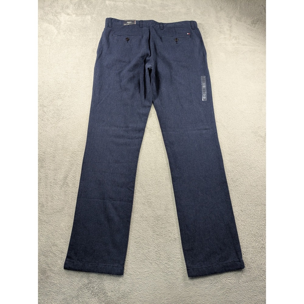 Tommy Hilfiger Mens Slim Fit Herringbone Chinos Navy Blue 33W 34L C8878A1366 474 - Picture 3 of 15
